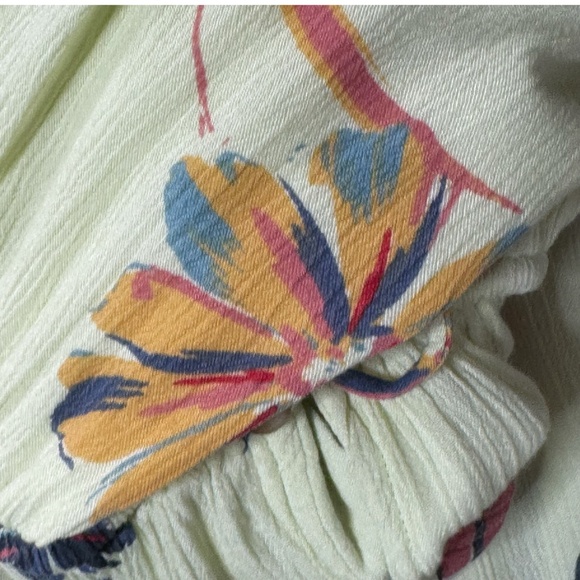 O'Neill Dress Beach Dress Textured Crepe Yellow Floral Straps Drawstring Waist - Picture 8 of 13